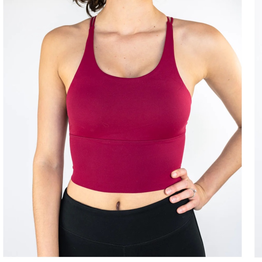 DAE CROSSOVER CROP BRA - RED RED WINE Size Small